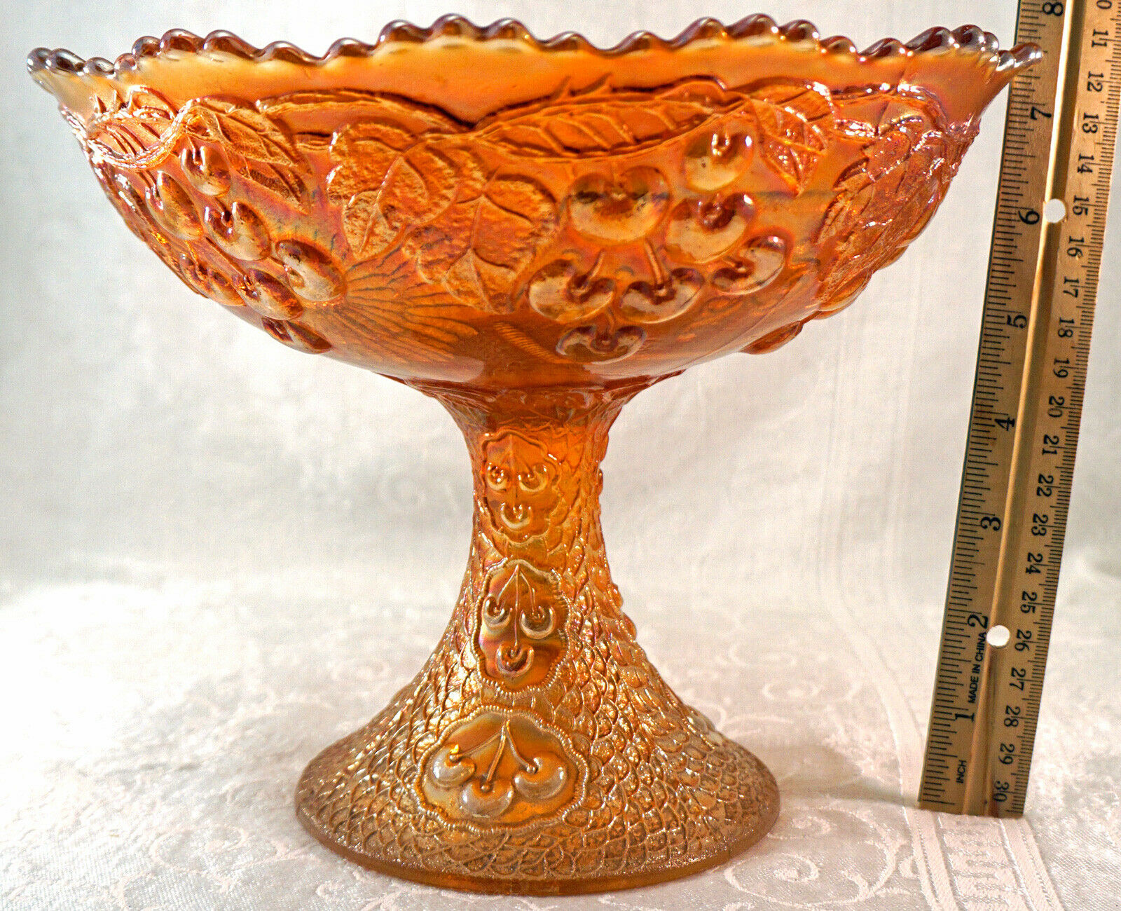 Carnival Glass Antique Fenton Marigold MIKADO Large Footed Compote Hard