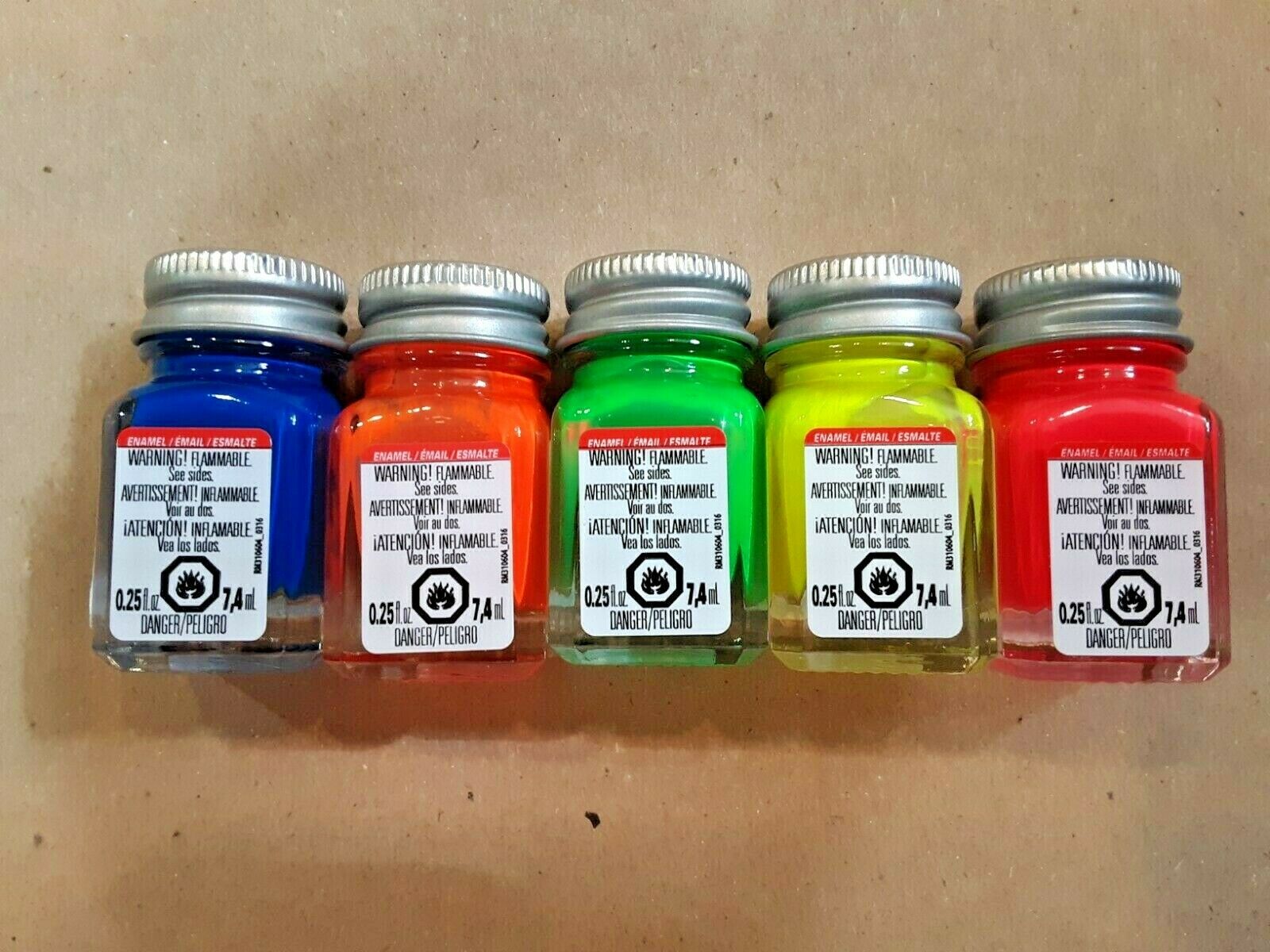 BRIGHT FLUORESCENT Testors Enamel Model Paint Set - 5 Bottles - NEW AND ...