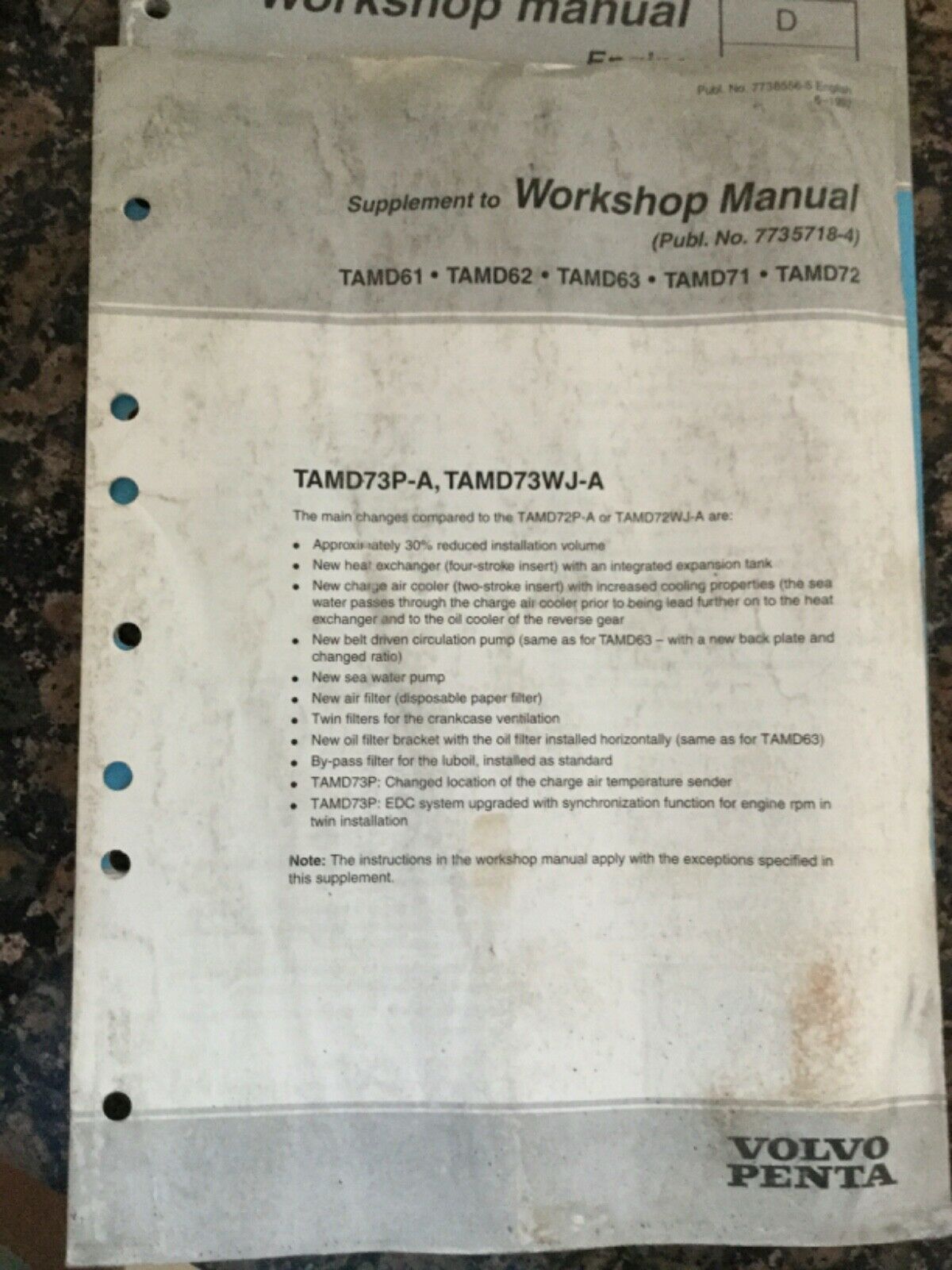 Volvo Penta 5 Workshop Manuals 61, 62, 63, 71 And 72 Series