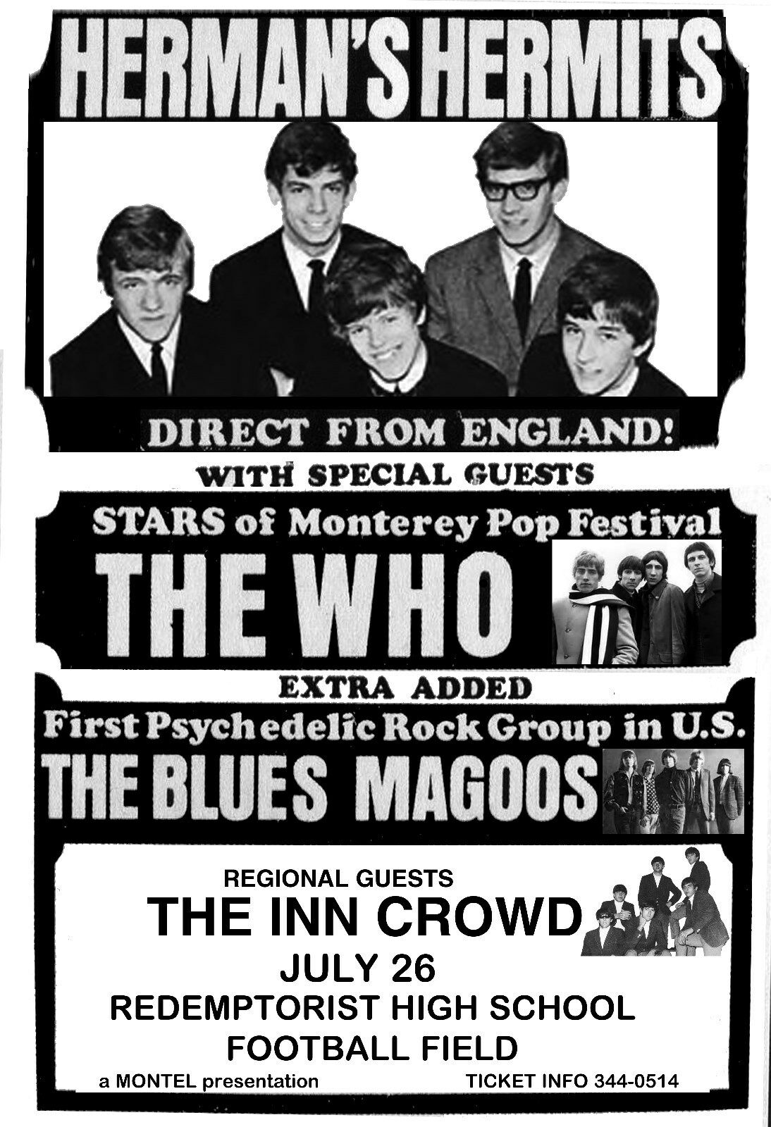 Who Herman's Hermits Blues Magoos Concert Poster original*