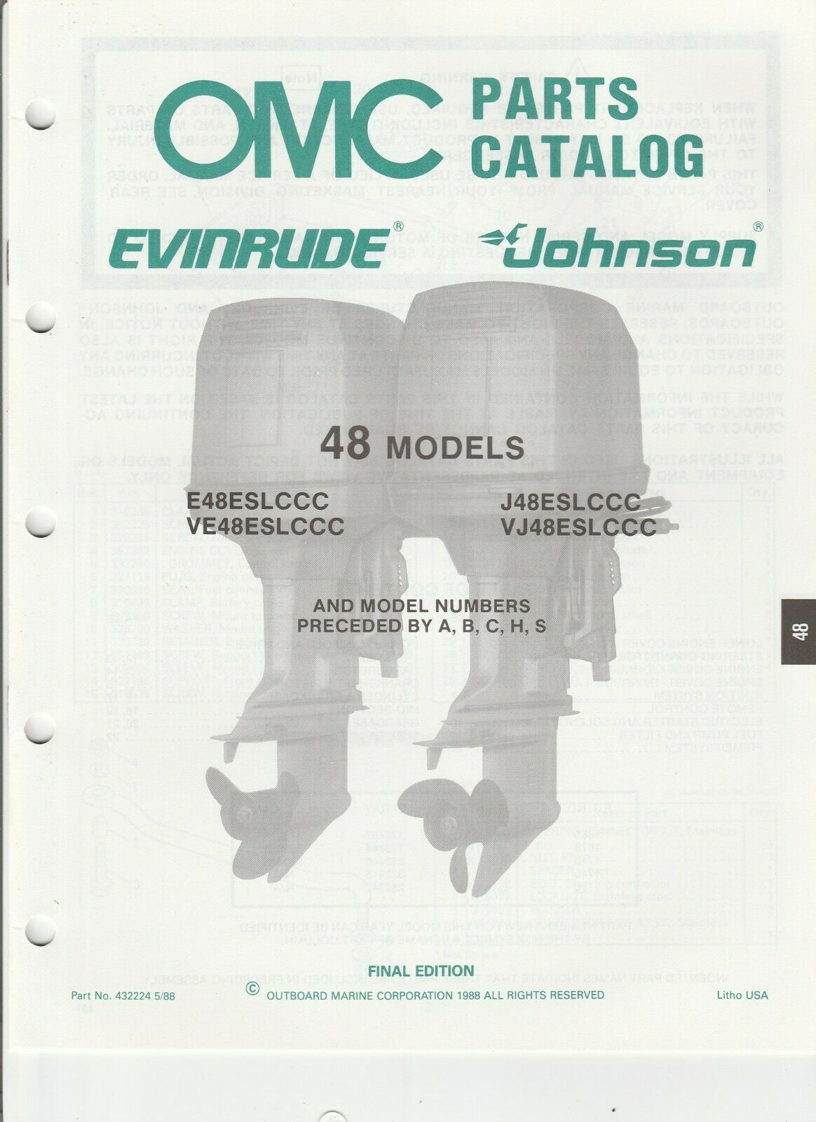 Omc Evinrude Outboard Parts Catalog Models Pn