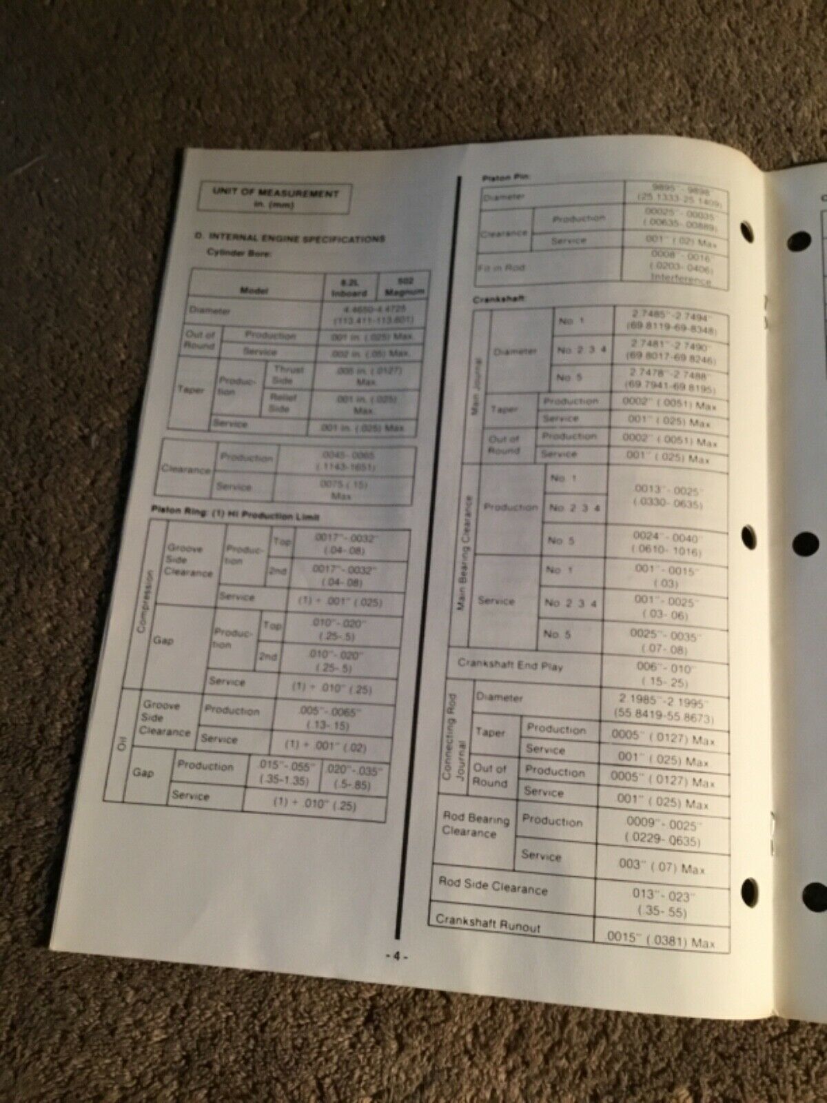 MERCRUISER STERN DRIVES & INBOARDS SPECIFICATIONS MANUAL 502 C.I.D.