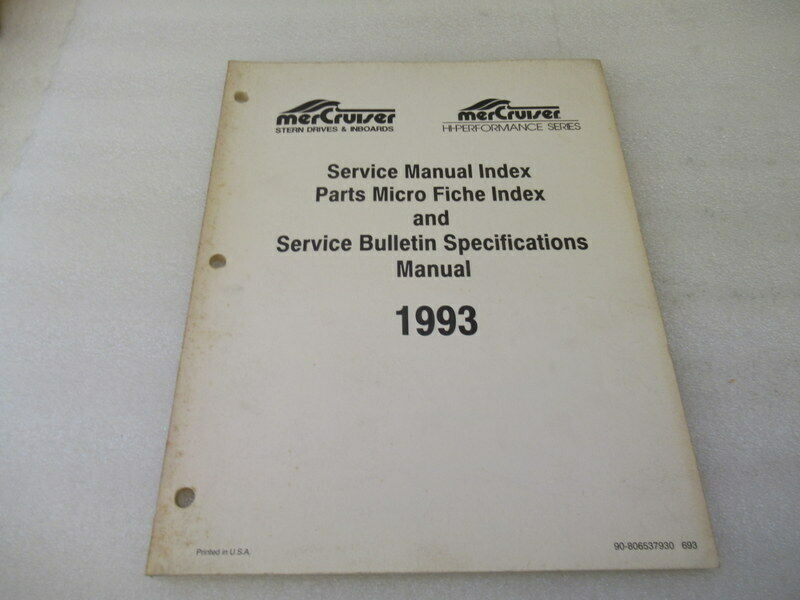 Mercruiser Service Bulletin Specifications Manual P/N 90-806537930