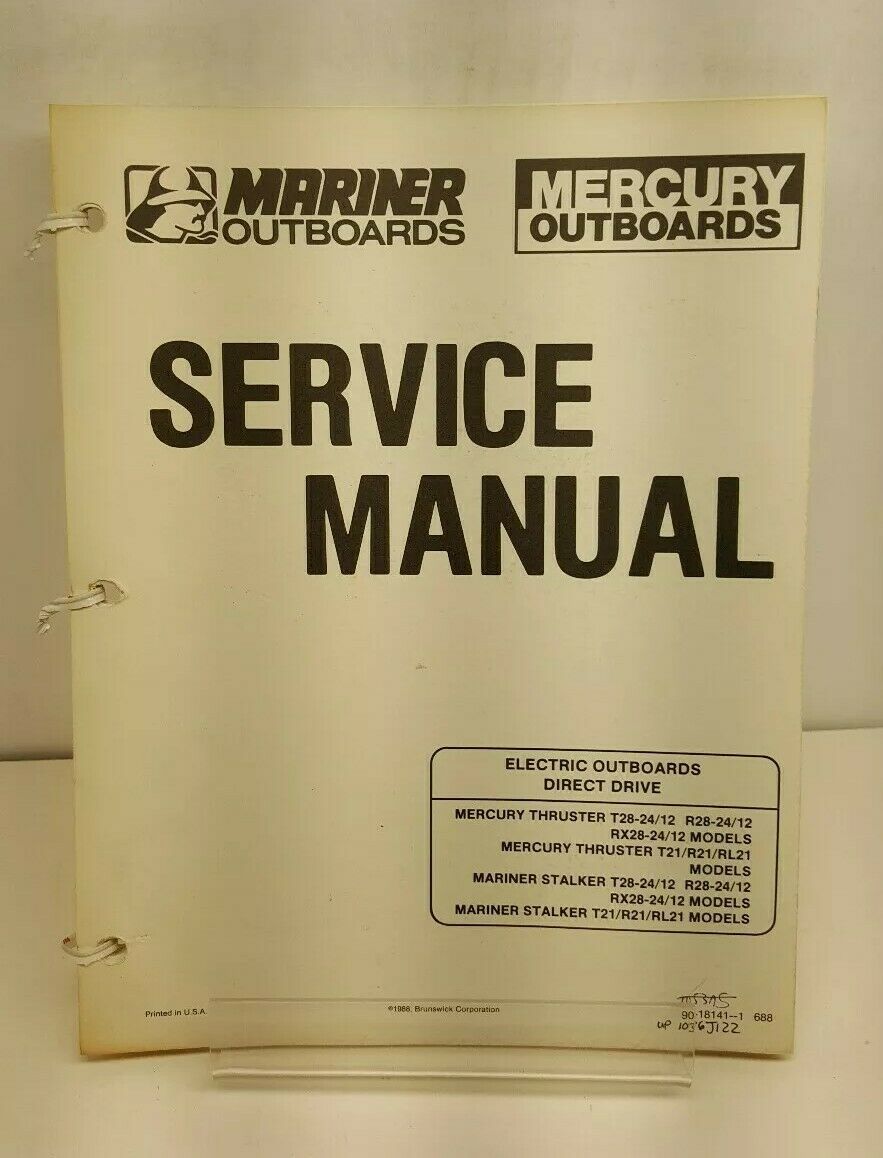 Mercury Mariner Outboards Service Manual Binder Electric Outboards ...